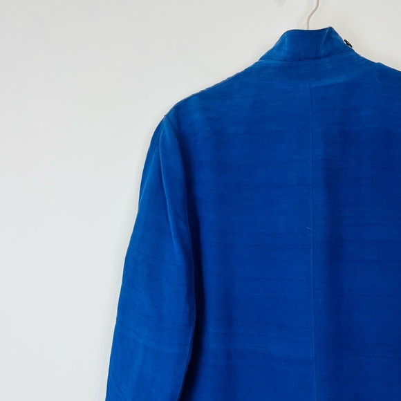 Burberry Prorsum 2014 Runway Blue 100% Silk Tailored Trench Coat UK L - Picture 10 of 14